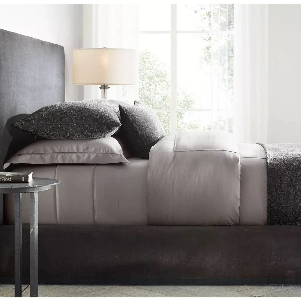 Restoration Hardware Italian Bold Satin Stitch Cotton Duvet Cover TWIN Morel New